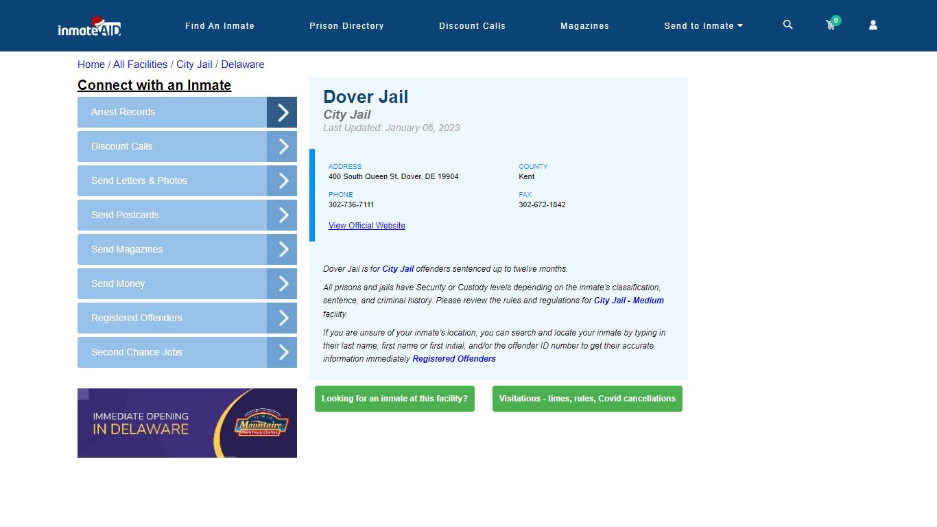 Dover Jail | Inmate Locator