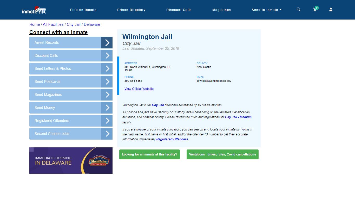 Wilmington Jail | Inmate Locator